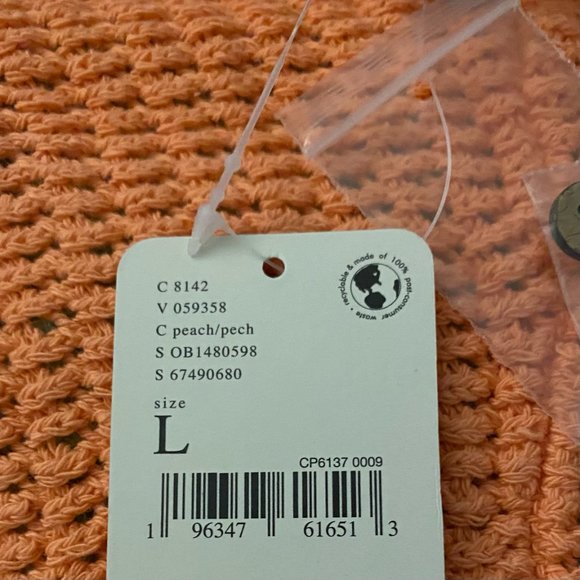 NWT Free People Fauxchet Stripe Crop Top | Peach Nectar Combo | Size L - Picture 6 of 8